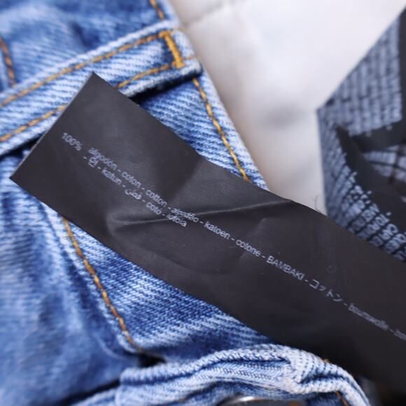 ZARA High Rise Distressed Shorts Classic Blue Denim Button Fly Casual Women's 2 - Picture 9 of 10